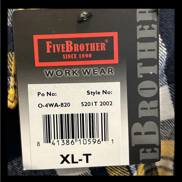 FiveBrother NEW XLT Heavy Flannel plaid Shirt Pearl Snap black yellow TALL MENS - Picture 7 of 13